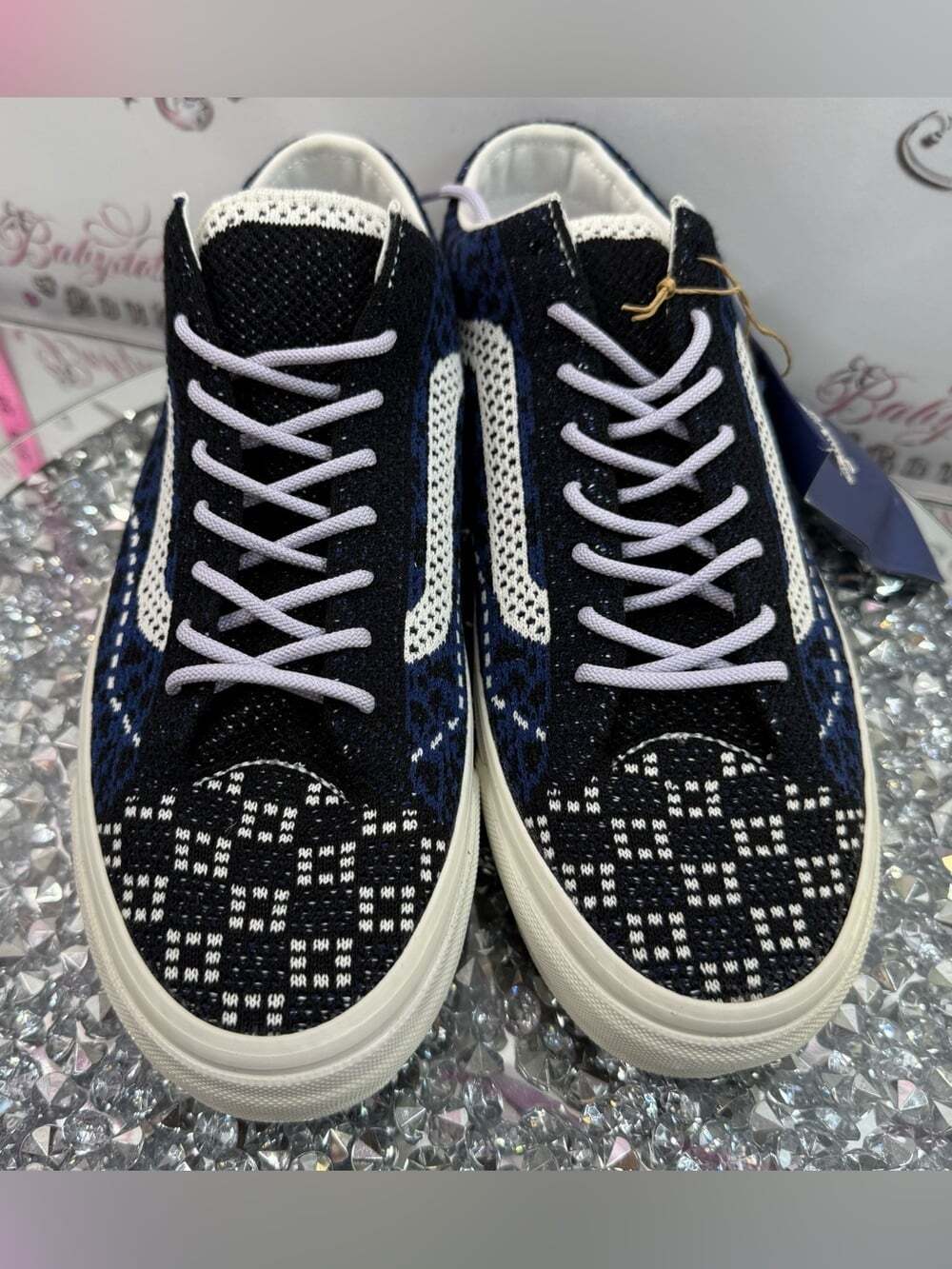 Vans sneakers knit crochet Black, Navy & White Knit Skate Sneakers